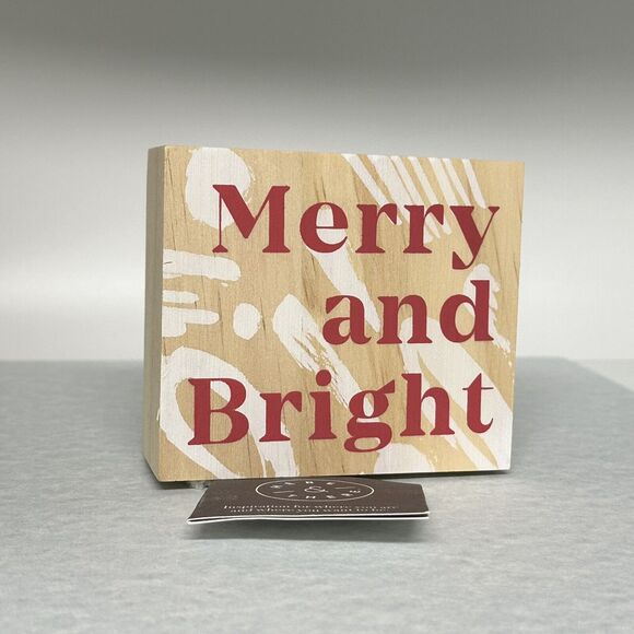 Christmas Merry and Bright Wood Block Plaque 3-1/2" x 4" by Here & There - Picture 6 of 6